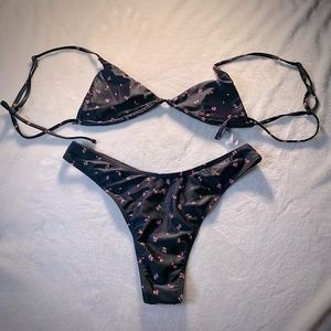 SHEIN Black Floral Print Bikini